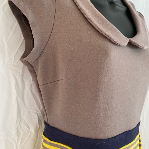 Two-Tone Midi Dress with Stripes - Picture 10 of 15